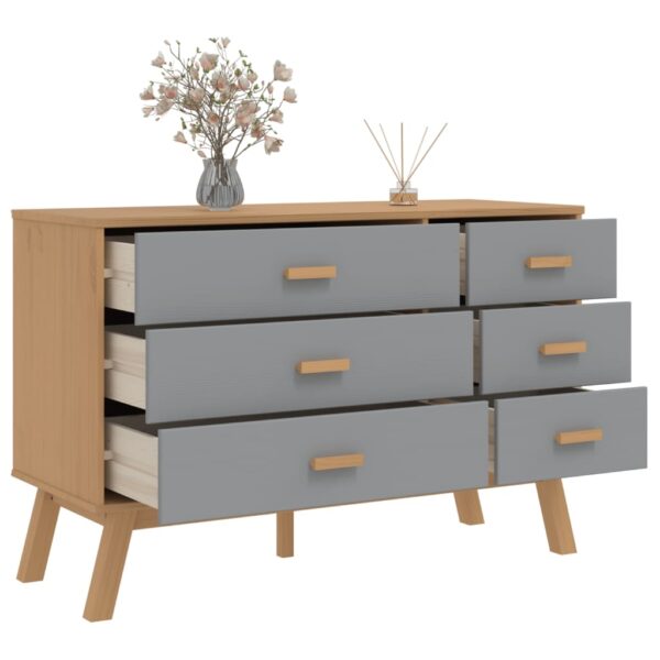 vidaXL Drawer Cabinet OLDEN Gray and Brown Solid Wood Pine - Image 5