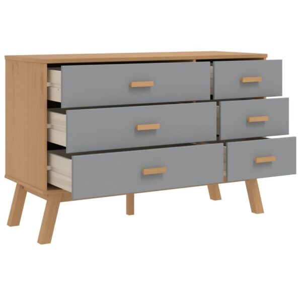 vidaXL Drawer Cabinet OLDEN Gray and Brown Solid Wood Pine - Image 6