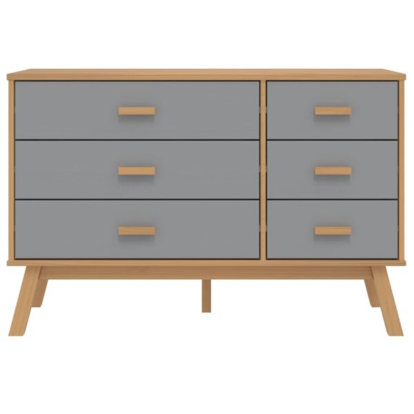 vidaXL Drawer Cabinet OLDEN Gray and Brown Solid Wood Pine - Image 7