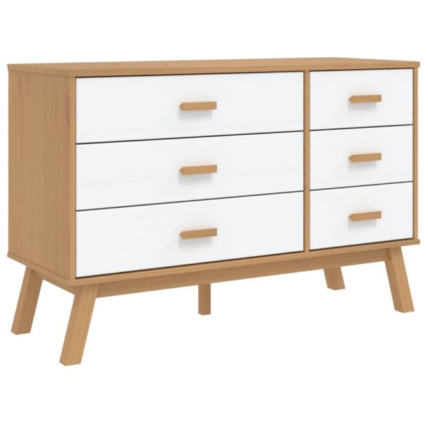 vidaXL Drawer Cabinet OLDEN White and Brown Solid Wood Pine - Image 2