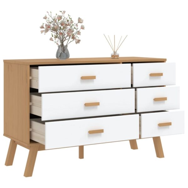 vidaXL Drawer Cabinet OLDEN White and Brown Solid Wood Pine - Image 5