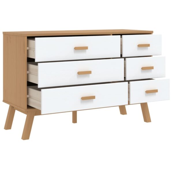 vidaXL Drawer Cabinet OLDEN White and Brown Solid Wood Pine - Image 6