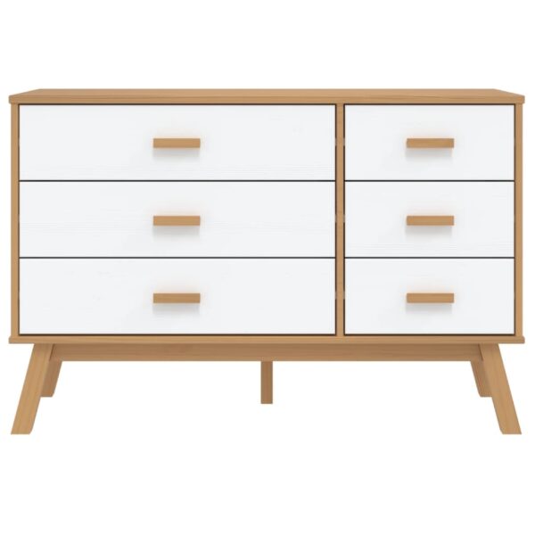 vidaXL Drawer Cabinet OLDEN White and Brown Solid Wood Pine - Image 7