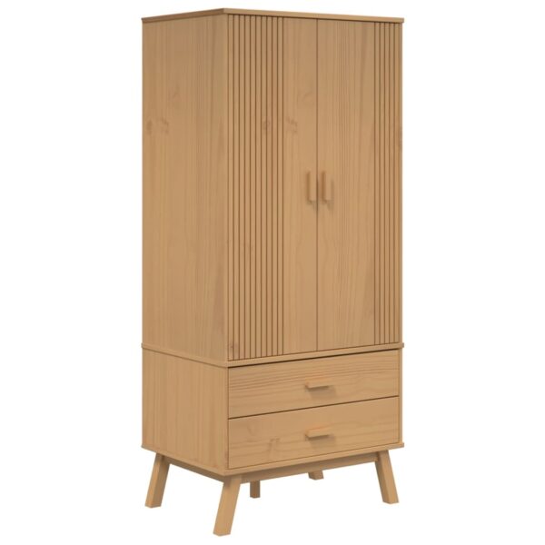 vidaXL Wardrobe OLDEN Brown 30.1"x20.9"x67.7" Solid Wood Pine - Image 2