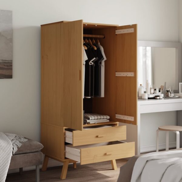 vidaXL Wardrobe OLDEN Brown 30.1"x20.9"x67.7" Solid Wood Pine - Image 4