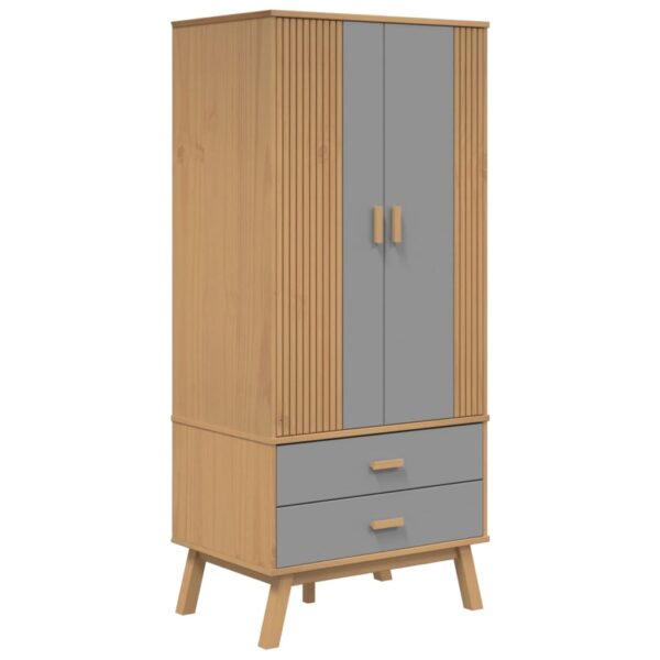 vidaXL Wardrobe OLDEN Gray and Brown 30.1"x20.9"x67.7" Solid Wood Pine - Image 2