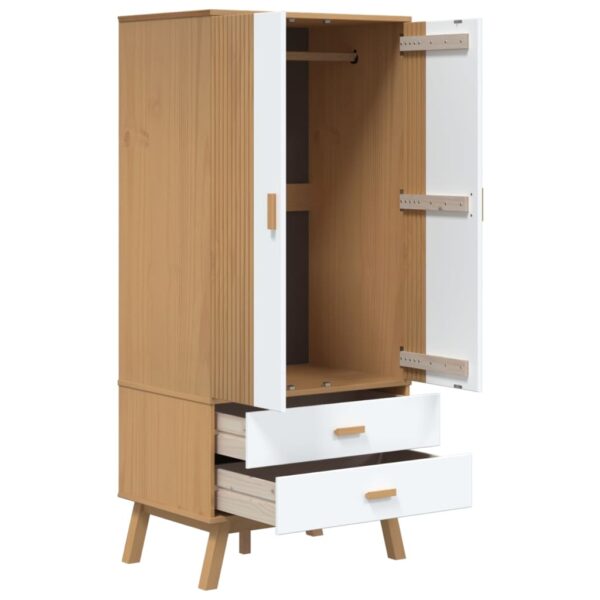 vidaXL Wardrobe OLDEN White and Brown 30.1"x20.9"x67.7" Solid Wood Pine - Image 6