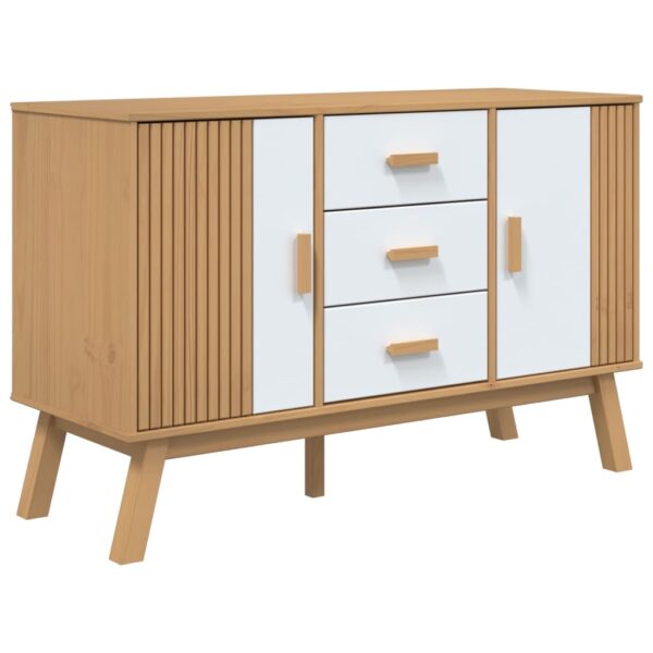 vidaXL Sideboard OLDEN White and Brown 44.9"x16.9"x28.9" Solid Wood Pine - Image 2