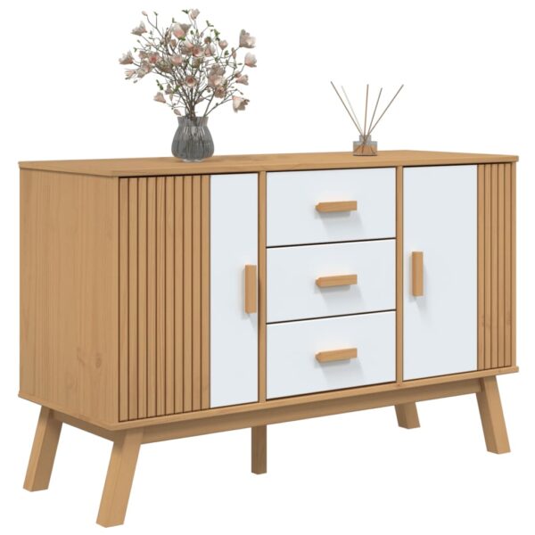 vidaXL Sideboard OLDEN White and Brown 44.9"x16.9"x28.9" Solid Wood Pine - Image 5