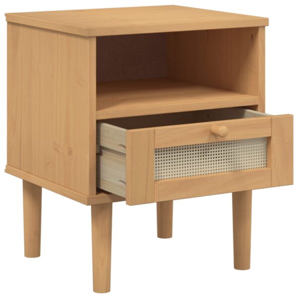 vidaXL Bedside Cabinet SENJA Rattan Look Brown 15.7"x13.8"x18.9" Solid Wood Pine - Image 5