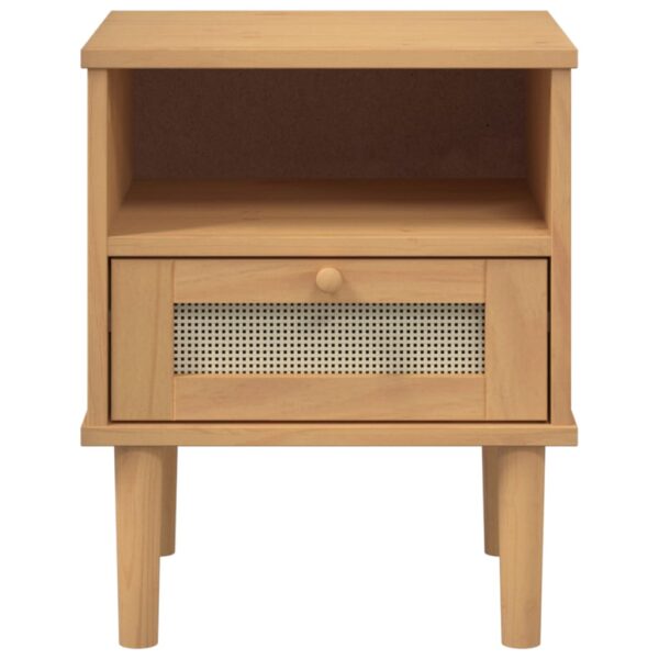 vidaXL Bedside Cabinet SENJA Rattan Look Brown 15.7"x13.8"x18.9" Solid Wood Pine - Image 6