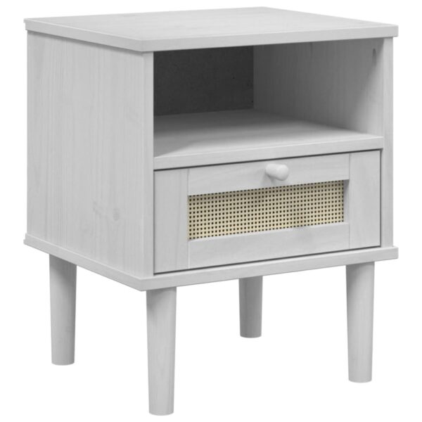 vidaXL Bedside Cabinet SENJA Rattan Look White 15.7"x13.8"x18.9" Solid Wood Pine - Image 2