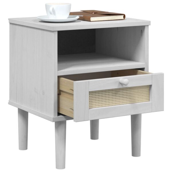 vidaXL Bedside Cabinet SENJA Rattan Look White 15.7"x13.8"x18.9" Solid Wood Pine - Image 4