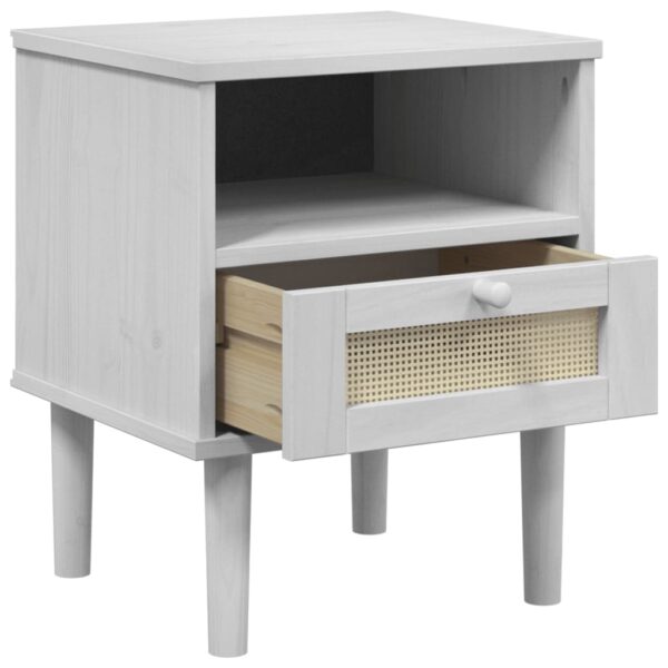 vidaXL Bedside Cabinet SENJA Rattan Look White 15.7"x13.8"x18.9" Solid Wood Pine - Image 5