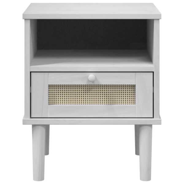 vidaXL Bedside Cabinet SENJA Rattan Look White 15.7"x13.8"x18.9" Solid Wood Pine - Image 6