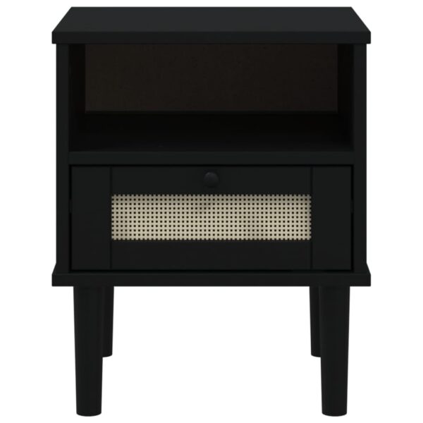 vidaXL Bedside Cabinet SENJA Rattan Look Black 15.7"x13.8"x18.9" Solid Wood Pine - Image 6