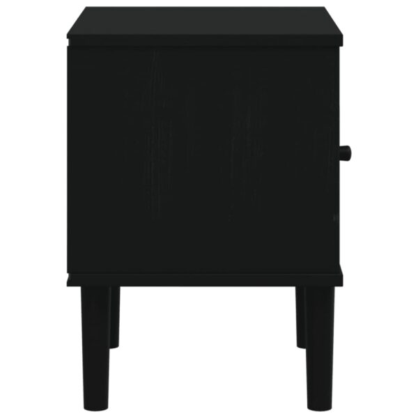 vidaXL Bedside Cabinet SENJA Rattan Look Black 15.7"x13.8"x18.9" Solid Wood Pine - Image 7