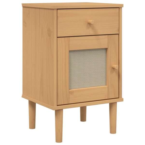 vidaXL Bedside Cabinet SENJA Rattan Look Brown 15.7"x13.8"x25.6" Solid Wood Pine - Image 2