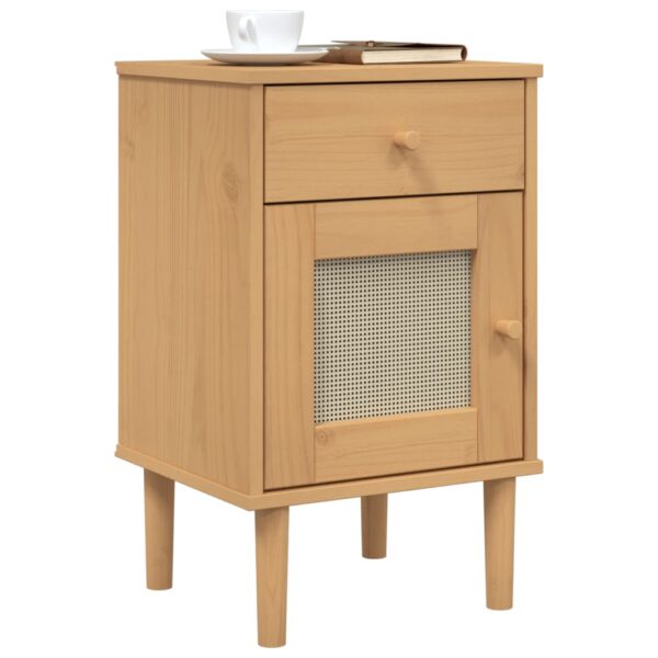 vidaXL Bedside Cabinet SENJA Rattan Look Brown 15.7"x13.8"x25.6" Solid Wood Pine - Image 3