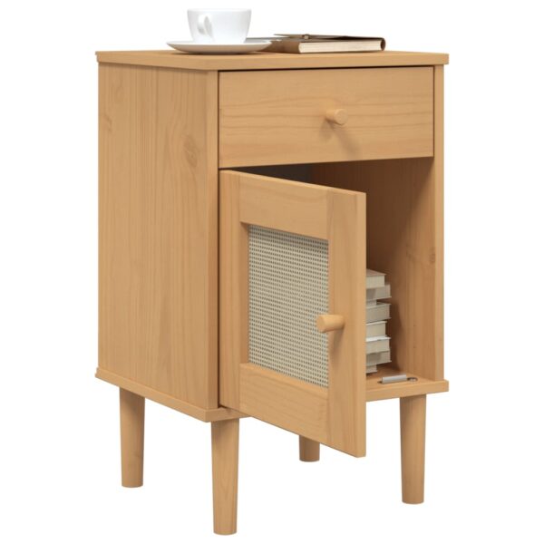 vidaXL Bedside Cabinet SENJA Rattan Look Brown 15.7"x13.8"x25.6" Solid Wood Pine - Image 4