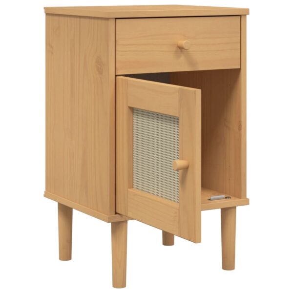 vidaXL Bedside Cabinet SENJA Rattan Look Brown 15.7"x13.8"x25.6" Solid Wood Pine - Image 5