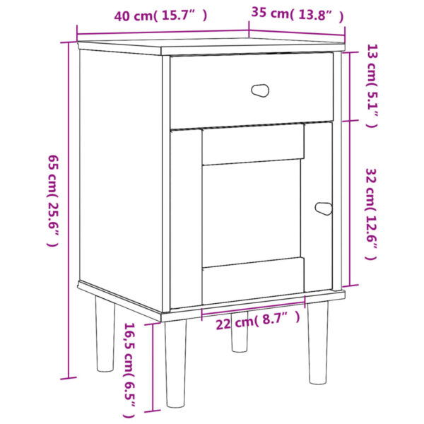 vidaXL Bedside Cabinet SENJA Rattan Look Brown 15.7"x13.8"x25.6" Solid Wood Pine - Image 11