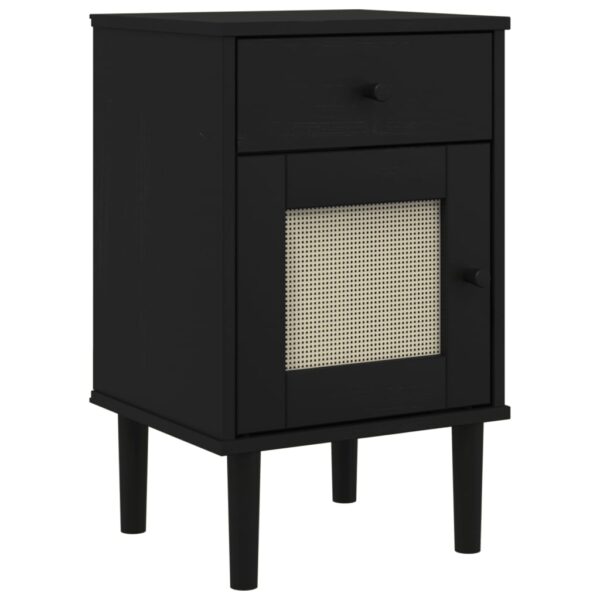 vidaXL Bedside Cabinet SENJA Rattan Look Black 15.7"x13.8"x25.6" Solid Wood Pine - Image 2