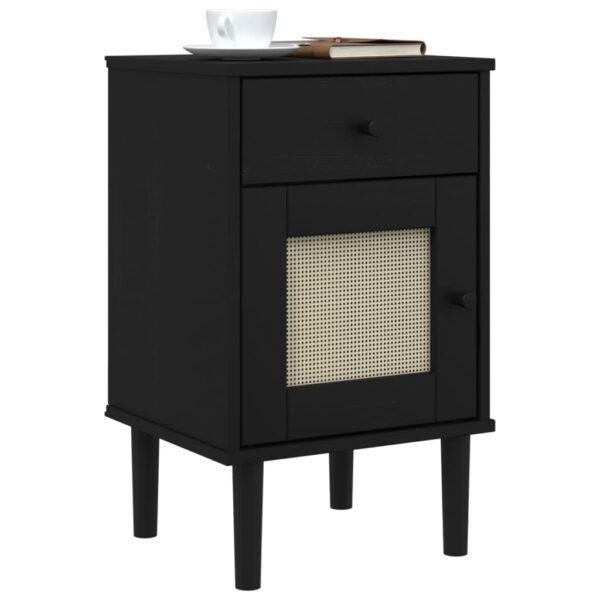 vidaXL Bedside Cabinet SENJA Rattan Look Black 15.7"x13.8"x25.6" Solid Wood Pine - Image 3