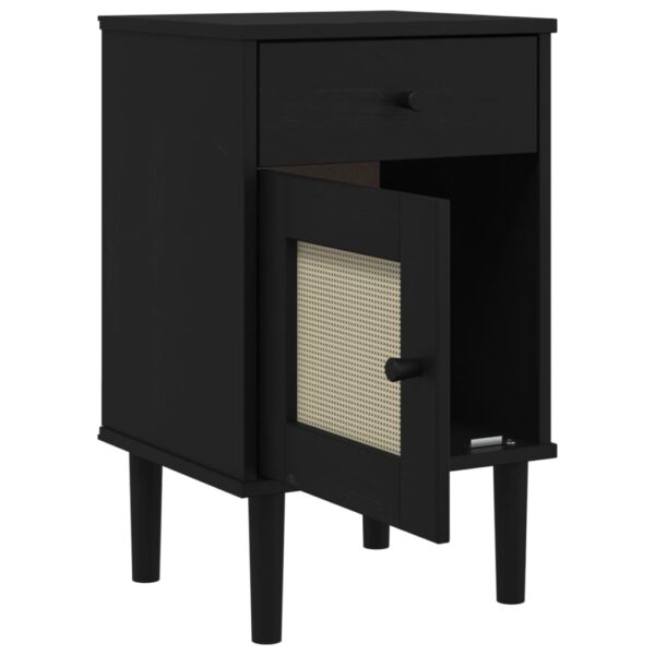 vidaXL Bedside Cabinet SENJA Rattan Look Black 15.7"x13.8"x25.6" Solid Wood Pine - Image 5