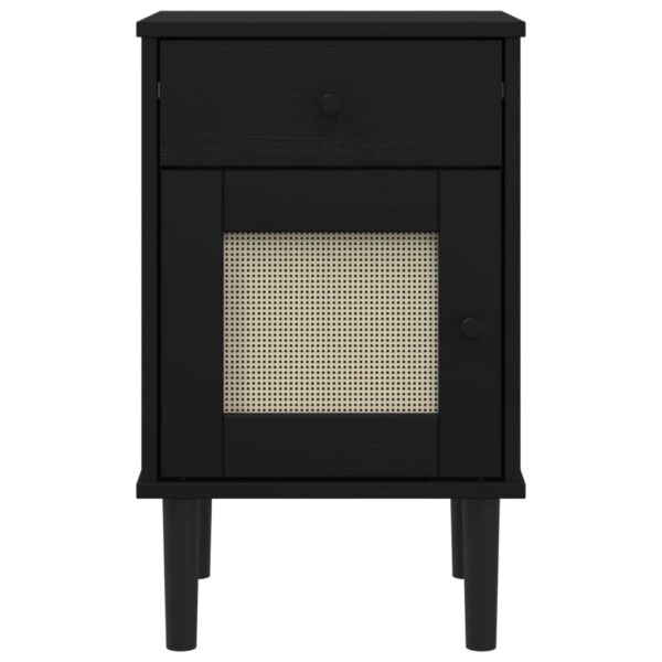 vidaXL Bedside Cabinet SENJA Rattan Look Black 15.7"x13.8"x25.6" Solid Wood Pine - Image 6