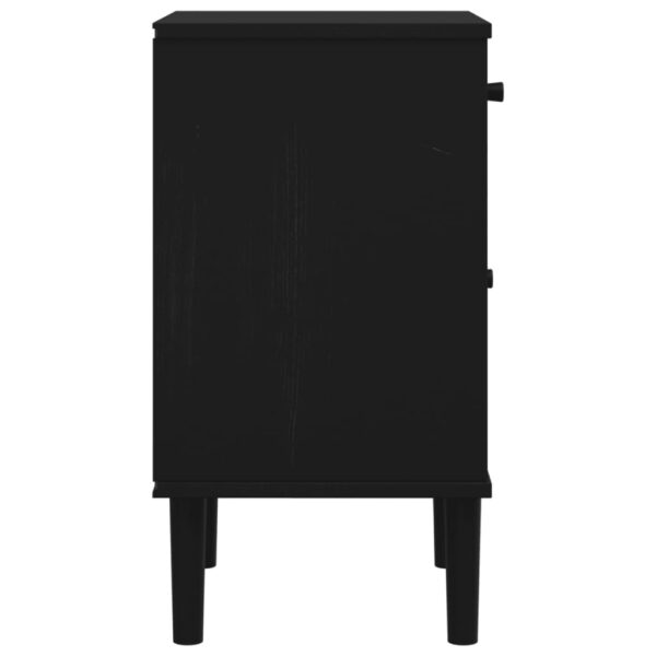 vidaXL Bedside Cabinet SENJA Rattan Look Black 15.7"x13.8"x25.6" Solid Wood Pine - Image 7