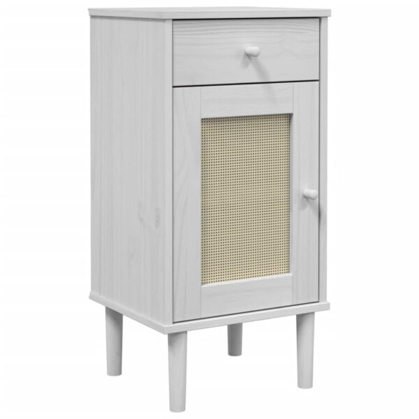 vidaXL Bedside Cabinet SENJA Rattan Look White 15.7"x13.8"x31.5" Solid Wood Pine - Image 2