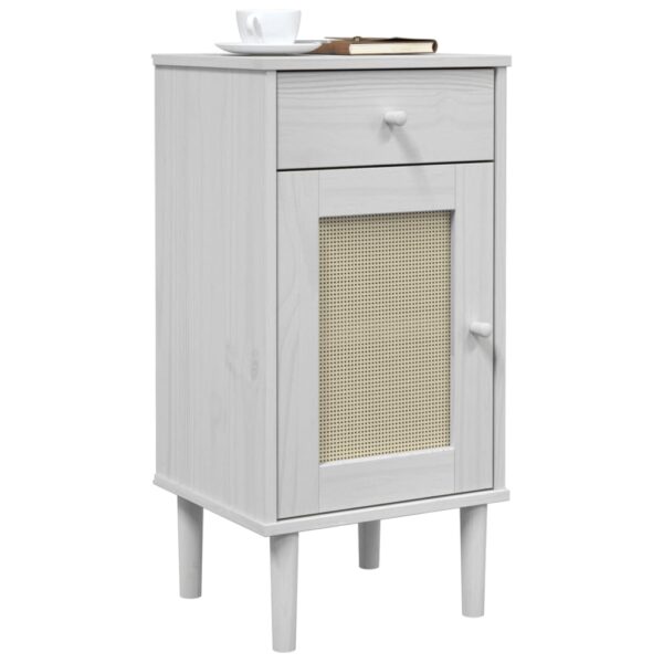 vidaXL Bedside Cabinet SENJA Rattan Look White 15.7"x13.8"x31.5" Solid Wood Pine - Image 3