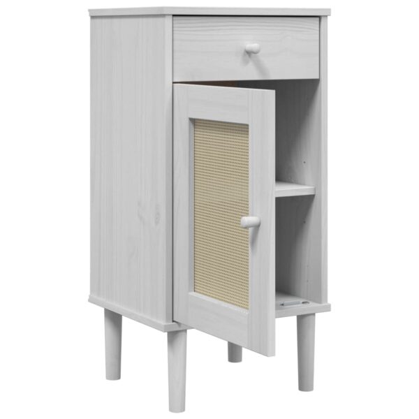 vidaXL Bedside Cabinet SENJA Rattan Look White 15.7"x13.8"x31.5" Solid Wood Pine - Image 6