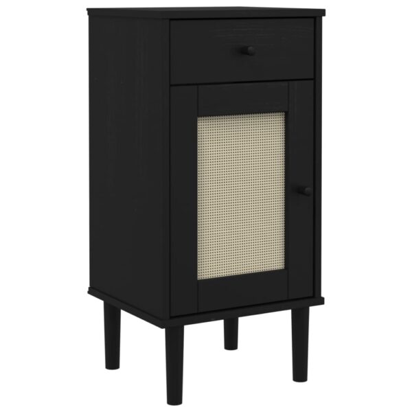 vidaXL Bedside Cabinet SENJA Rattan Look Black 15.7"x13.8"x31.5" Solid Wood Pine - Image 2