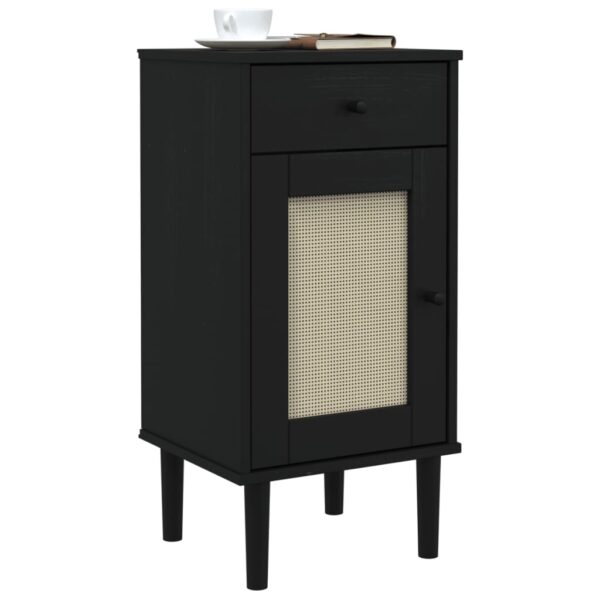 vidaXL Bedside Cabinet SENJA Rattan Look Black 15.7"x13.8"x31.5" Solid Wood Pine - Image 3