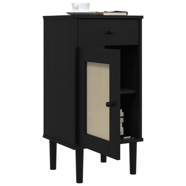 vidaXL Bedside Cabinet SENJA Rattan Look Black 15.7"x13.8"x31.5" Solid Wood Pine - Image 4