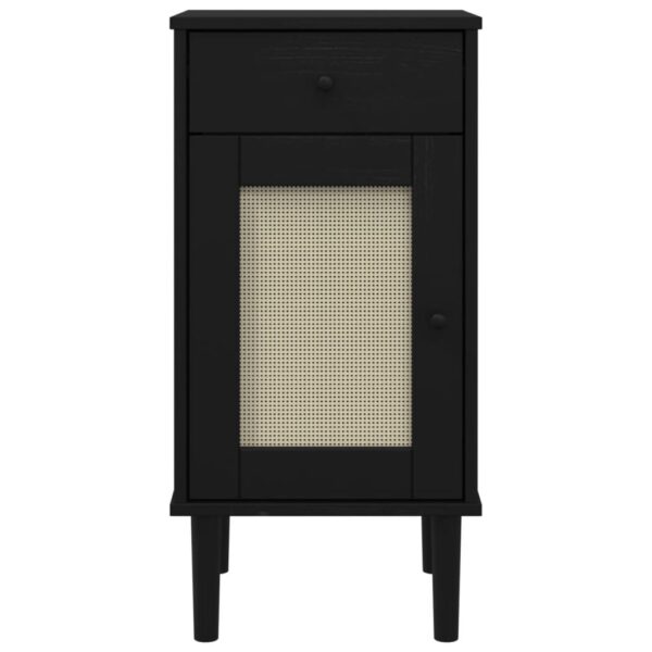 vidaXL Bedside Cabinet SENJA Rattan Look Black 15.7"x13.8"x31.5" Solid Wood Pine - Image 5