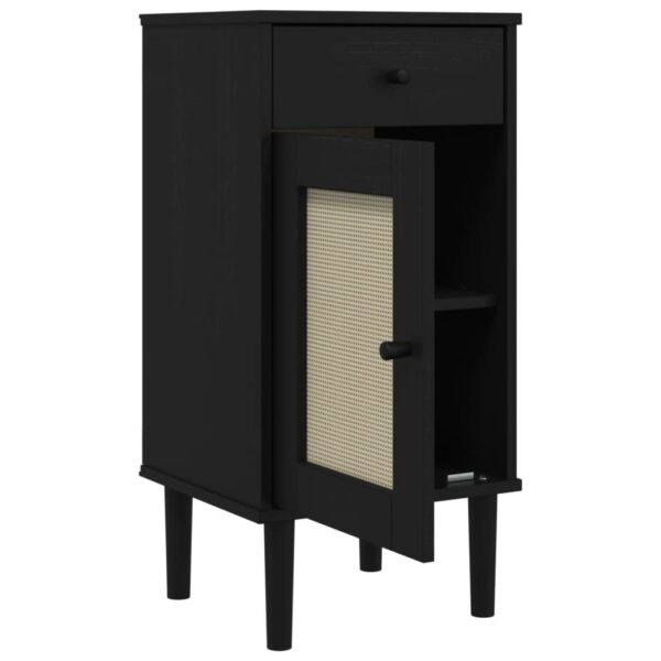 vidaXL Bedside Cabinet SENJA Rattan Look Black 15.7"x13.8"x31.5" Solid Wood Pine - Image 6