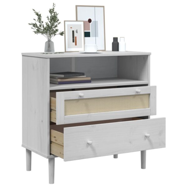 vidaXL Sideboard SENJA Rattan Look White 31.5"x15.7"x31.5" Solid Wood Pine - Image 4