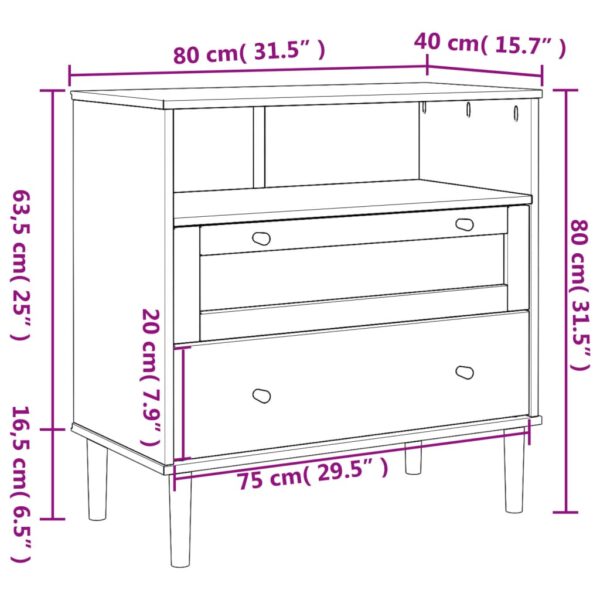 vidaXL Sideboard SENJA Rattan Look White 31.5"x15.7"x31.5" Solid Wood Pine - Image 10