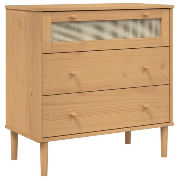 vidaXL Drawer Cabinet SENJA Rattan Look Brown 31.5"x15.7"x31.5" Solid Wood Pine - Image 2