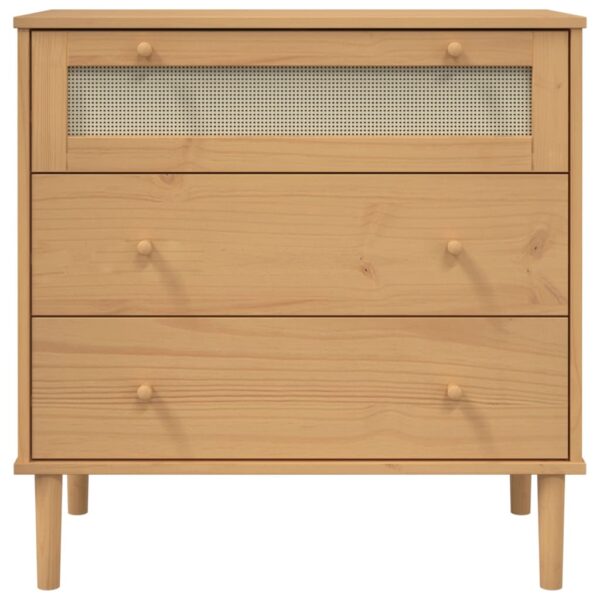 vidaXL Drawer Cabinet SENJA Rattan Look Brown 31.5"x15.7"x31.5" Solid Wood Pine - Image 5