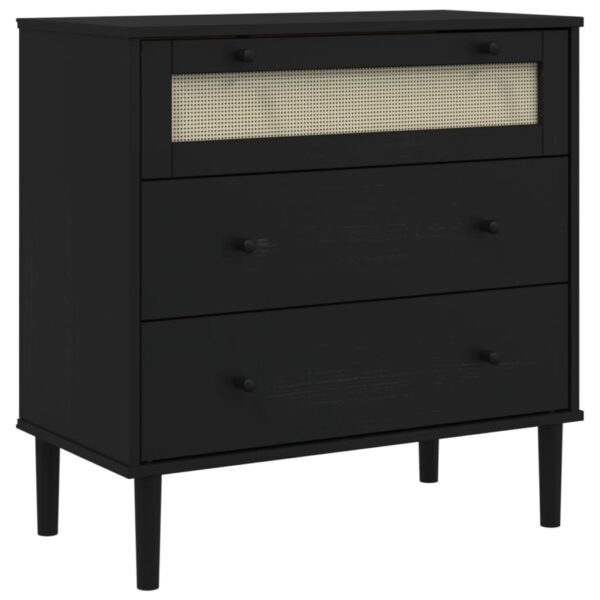 vidaXL Drawer Cabinet SENJA Rattan Look Black 31.5"x15.7"x31.5" Solid Wood Pine - Image 2