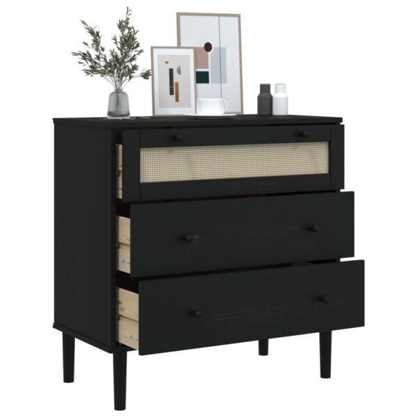 vidaXL Drawer Cabinet SENJA Rattan Look Black 31.5"x15.7"x31.5" Solid Wood Pine - Image 4