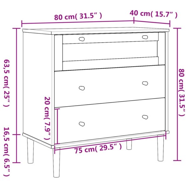 vidaXL Drawer Cabinet SENJA Rattan Look Black 31.5"x15.7"x31.5" Solid Wood Pine - Image 10