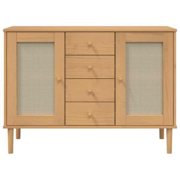 vidaXL Sideboard SENJA Rattan Look Brown 44.1"x15.7"x31.5" Solid Wood Pine - Image 5