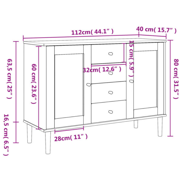 vidaXL Sideboard SENJA Rattan Look Brown 44.1"x15.7"x31.5" Solid Wood Pine - Image 10