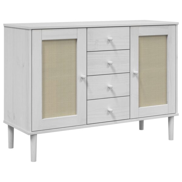 vidaXL Sideboard SENJA Rattan Look White 44.1"x15.7"x31.5" Solid Wood Pine - Image 2