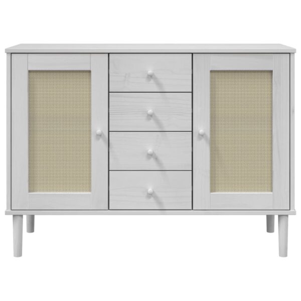 vidaXL Sideboard SENJA Rattan Look White 44.1"x15.7"x31.5" Solid Wood Pine - Image 5